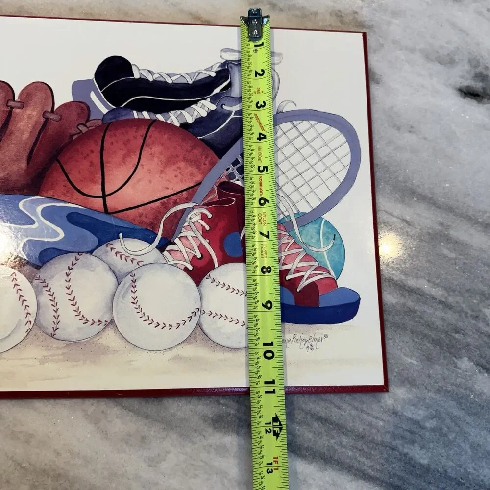 Vintage Kids Wall Plaque Decor Sports 25x11” Wood Baseball Football Soccer Etc
